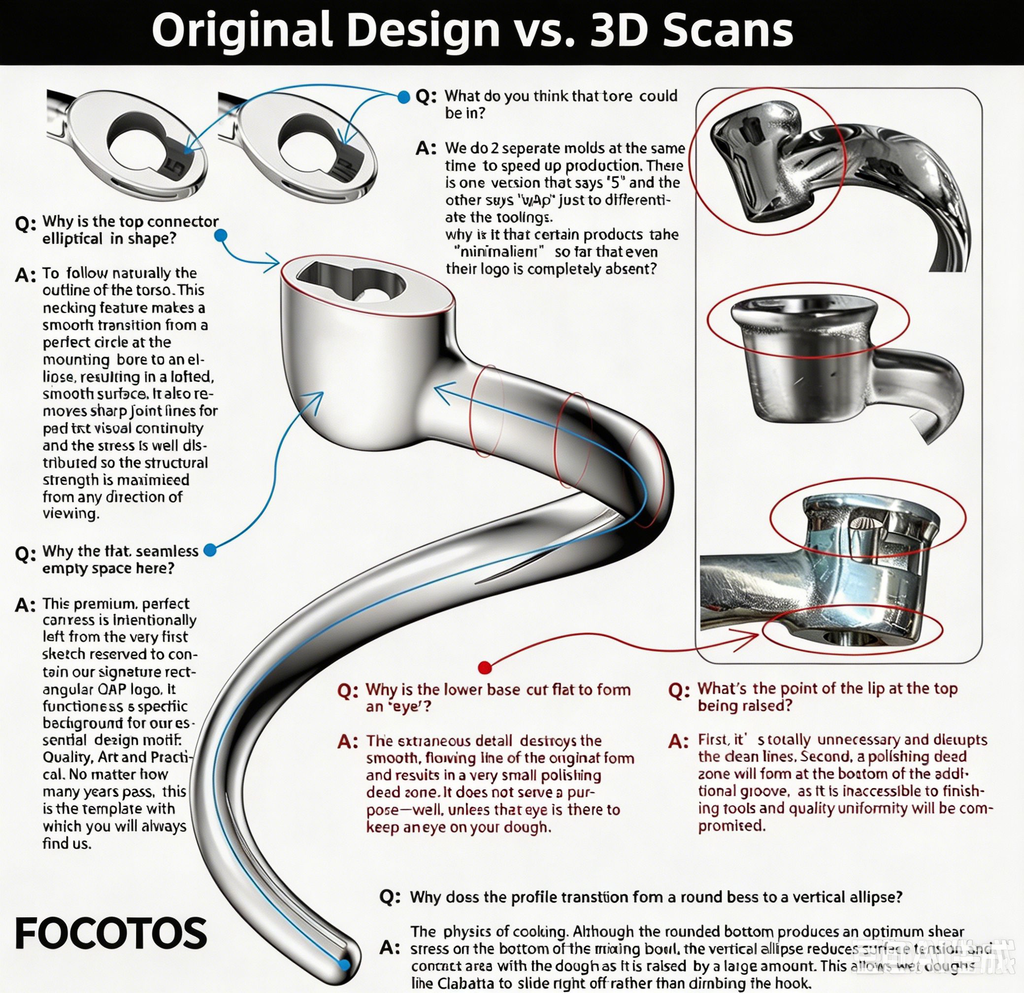 FOCOTOS Stainless Steel Spiral Dough Hook Replacement for KitchenAid 4.5QT & 5QT Bowl Tilt-Head Stand Mixers, Rust-resistant & Easy Clean, Efficient Kneading for Bread, Pizza, Pasta, Cookies