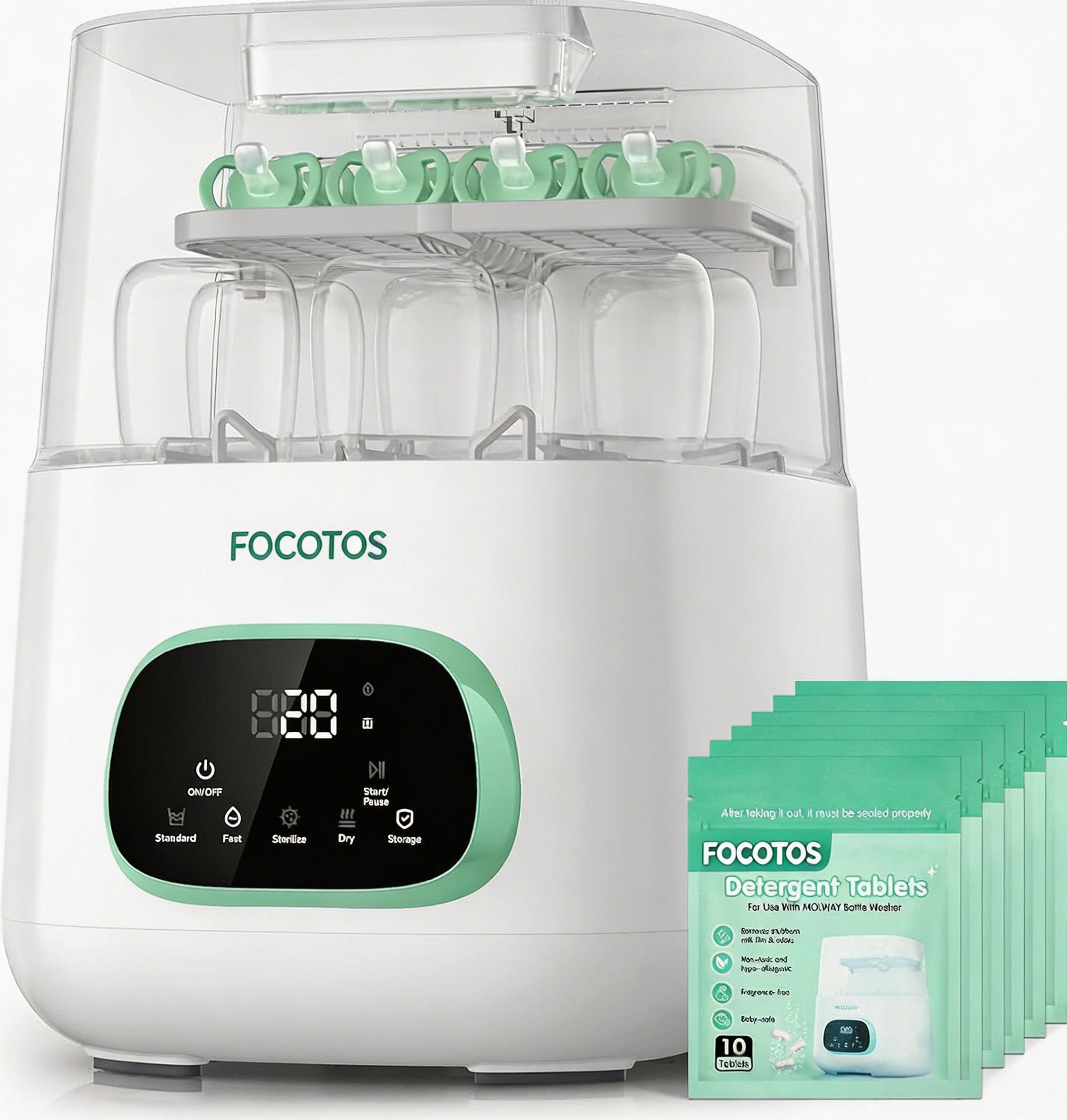 FOCOTOS Upgraded Bottle Washer Pro, All-in-One Baby Bottle Washer and Sterilizer & Dryer, Cleaning Machine for Bottles, Pump Parts & Baby Essentials, Replaces Hand Washing, Mothers Day Gifts for Women
