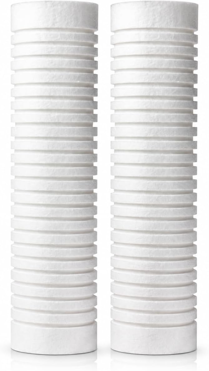 FOCOTOS 2.5"x10" 5 Micron Sediment Water Filter Replacement Cartridge - 2 Pack - NSF/ANSI 42 Certified - For Whole House Filtration Systems - AO-WH-PREV-R2