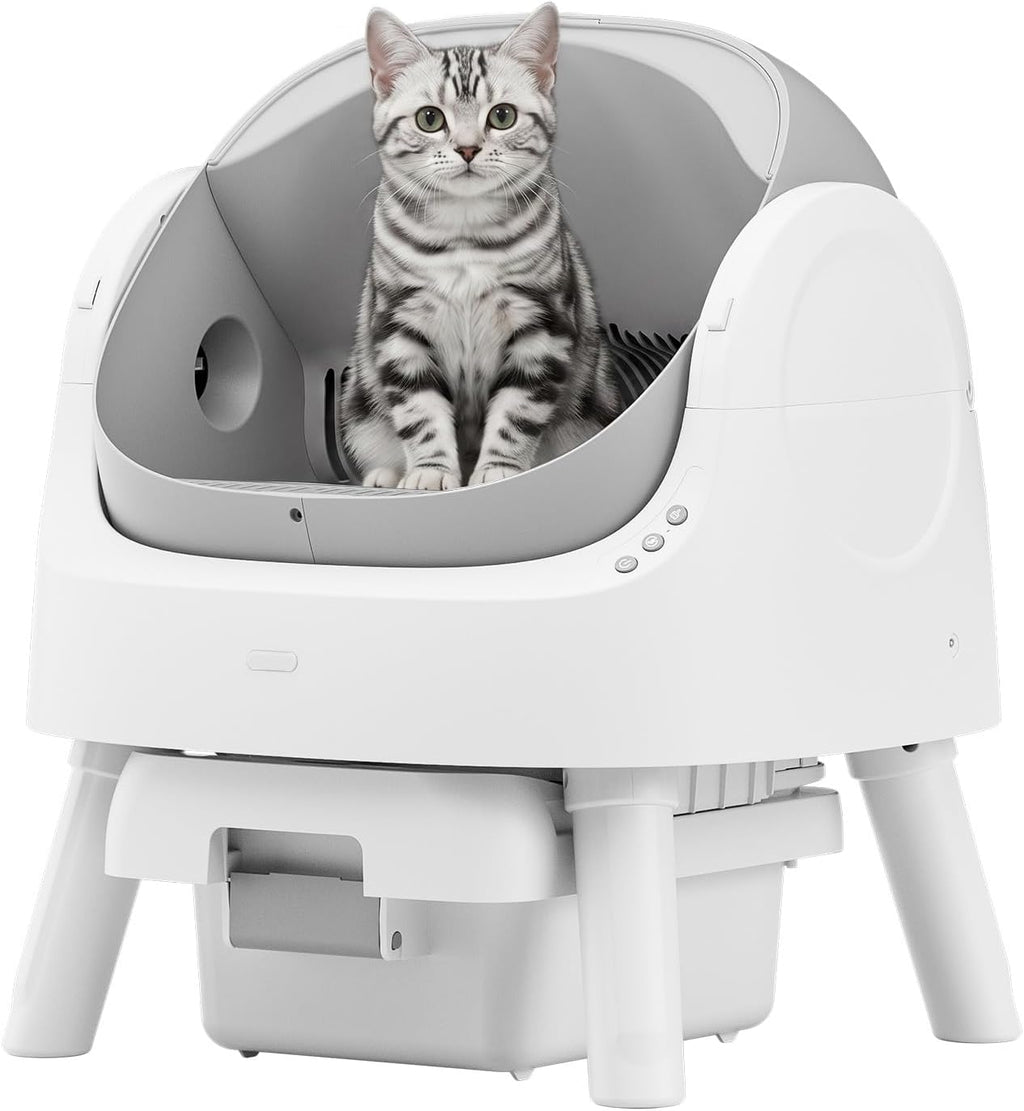 FOCOTOS Self Cleaning Cat Litter Box, Automatic Litter Box for Multiple Cats, Integrated Safety Protection with Open-Top Design