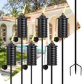 FOCOTOS 6 Pcs Metal Torch for Outside, 16 oz Outdoor Metal Torch Garden Décor,59-Inch Upgraded Citronella Torches with 3-Prong Grounded Stake, Table Top Torches for Party Patio Pathway