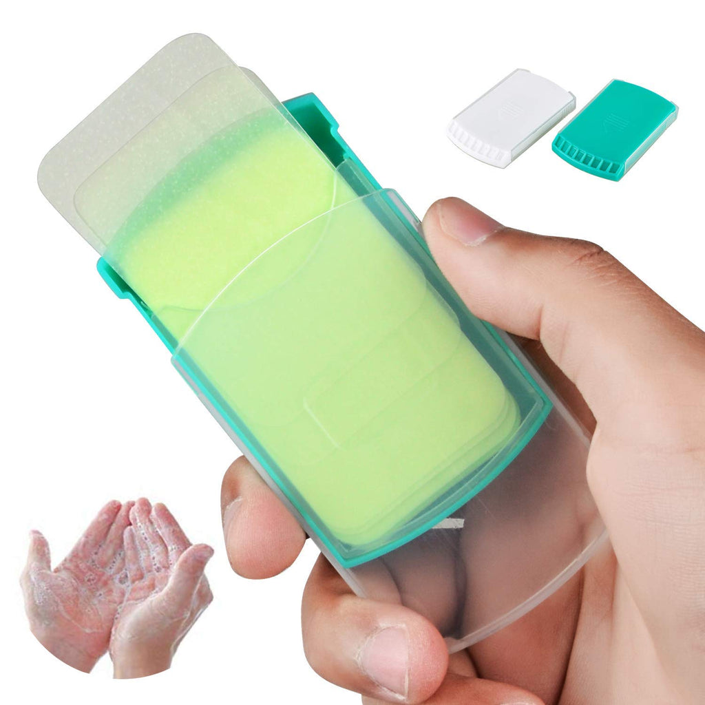 FOCOTOS 2 Boxs (100 Sheets) Hand Washing Soap Sheets for Outdoor Travel,Portable Camping Hand Soap,Hiking Washing Hand Bath Paper Soap for Travel,BBQ,Party,School,Girls