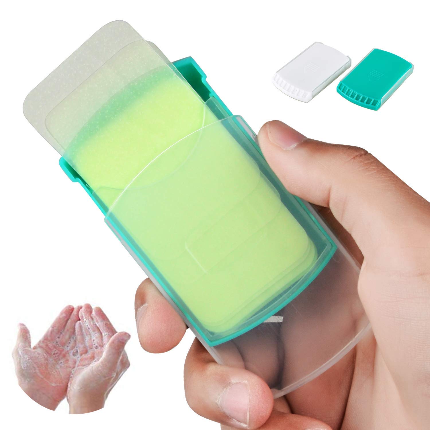 FOCOTOS 2 Boxs (100 Sheets) Hand Washing Soap Sheets for Outdoor Travel,Portable Camping Hand Soap,Hiking Washing Hand Bath Paper Soap for Travel,BBQ,Party,School,Girls