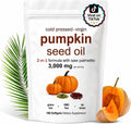 FOCOTOS Pumpkin Seed Oil, Pumpkin Seed Oil Capsules with Saw Palmetto| for Hair Growth - Non-GMO - 180 Softgels | 3000mg Cold Pressed white