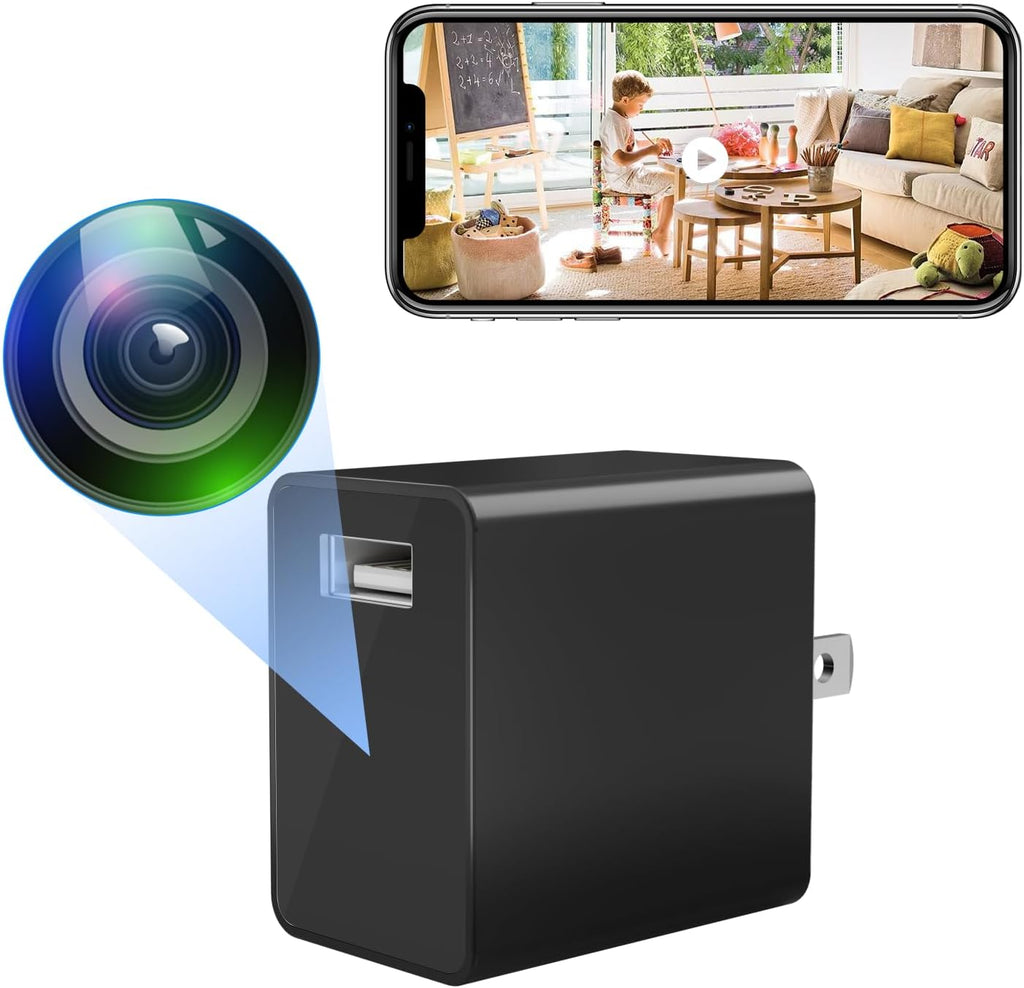 Antyman Small Wireless Camera with USB Charger - Full HD 1080P - Mini Security Cam for Indoor Use - Cloud Storage