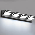 FOCOTOS LED Modern Bathroom Lights Fixtures(4-Light,Dimmable,360°Rotate),Matte Black Acrylic Wall Lighting,Vanity Lights for Bathroom Over Mirror - 6000k 24In （No Assembly Required）