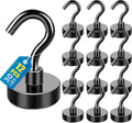 FOCOTOS Magnetic Hooks, 12 Pack 30lbs+ Magnet Hook 2026 Cruise Cabin Ship Essentials Heavy Duty Strong Magnets Refrigerator Fridge Hanging for Classroom Beach Vacation Kitchen Grills (Black)