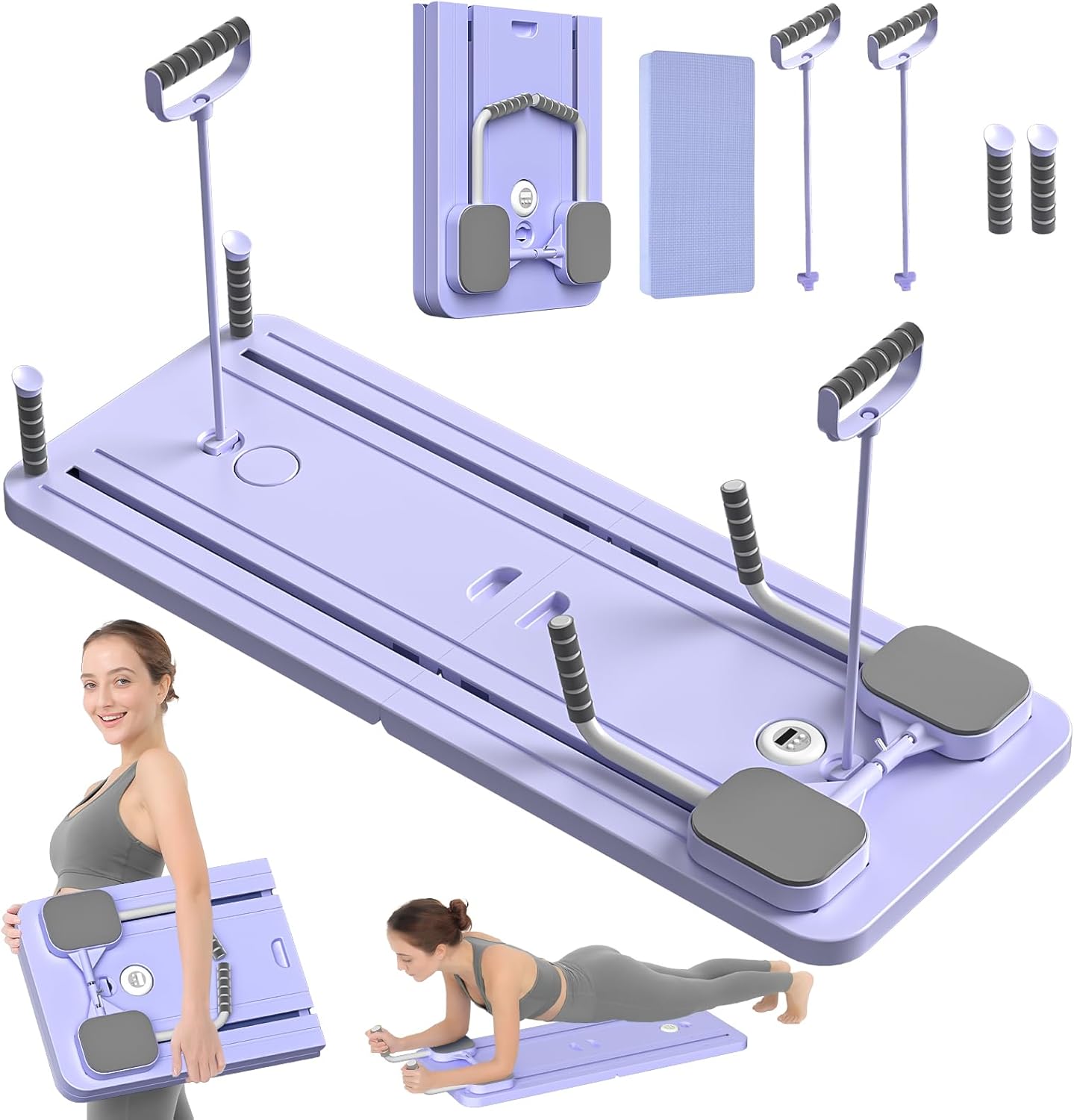 FOCOTOS Pilates Board - Pilates Reformer Set, Multi-Purpose Foldable Pilates Reformer Board for Home, 5 in 1 Pilates Sliding Board