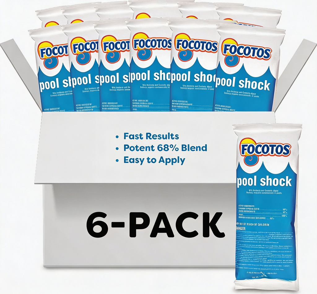FOCOTOS Pool Shock – 68% Cal-Hypo Granular Sanitizer for Crystal Clear Water – Defends Against Bacteria, Algae, and Microorganisms - 6 X 1 Pound