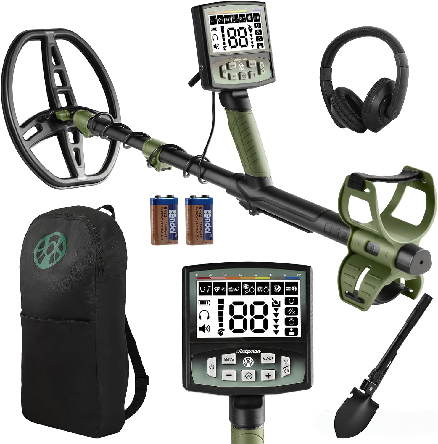 Antyman Professional Metal Detector for Adults,12" IP68 Waterproof Search Coil with LCD Backlight,5 Modes Gold Detector,Advanced DSP Chip&High Accuracy System for Beach/Gold Hunting