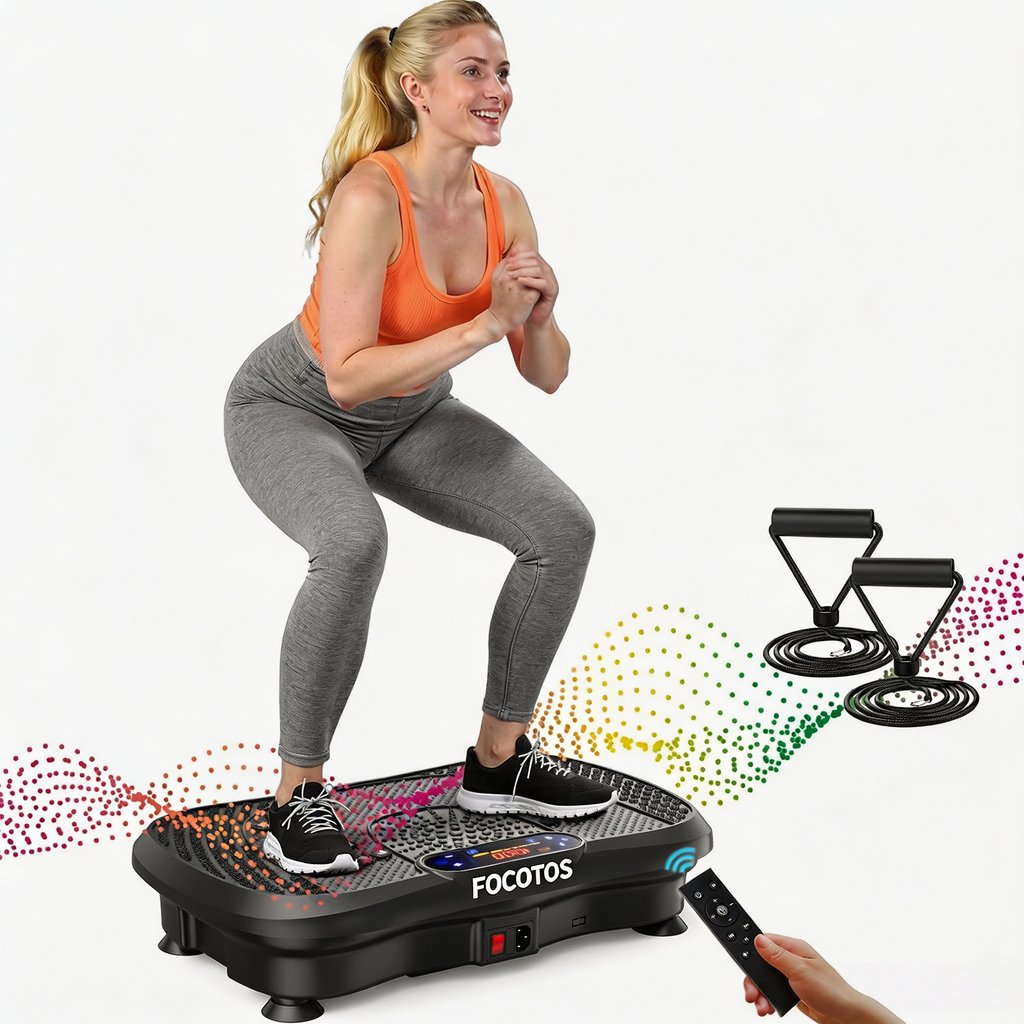 FOCOTOS Vibration Plate Fitness Platform Exercise Machine Vibrating Shaking Full Body Shaker Workout Vibrate Stand Shake Board Sport for Weight Loss Fat Burner for Gym Home Office