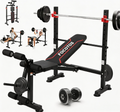 FOCOTOS 1500LBS / 750LBS 8 in 1 Weight Bench with Leg Extension and Squat Rack, Adjustable Flat Incline Decline Bench Press for Full Body Workout（US Stock）