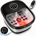Antyman Collapsible Foot Spa Bath with Heat & Bubble, Foot Soaking Tub with Timer and Red Light., 16 Rollers & Pumice Stone, Enjoy Warm Water Foot Bath, Gift for Wife and Mom, Black