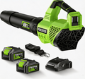 FOCOTOS Leaf Blower Cordless, 650CFM Electric Leaf Blowers with 2 x 5.2Ah Batteries and Charger, 3 Speed Modes, 1 x Adjustable Shoulder Strap, Powerful Blowers for Lawn Care, Patio, Dust, Blowing Leaves