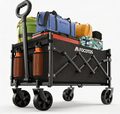 FOCOTOS Collapsible Wagon with Wheels, 220 lbs Wagons Carts Foldable Wagon Cart with Flexible Handle, Lightweight Portable Folding Utility Grocery Shopping Cart for Grocery Sports Garden Camping