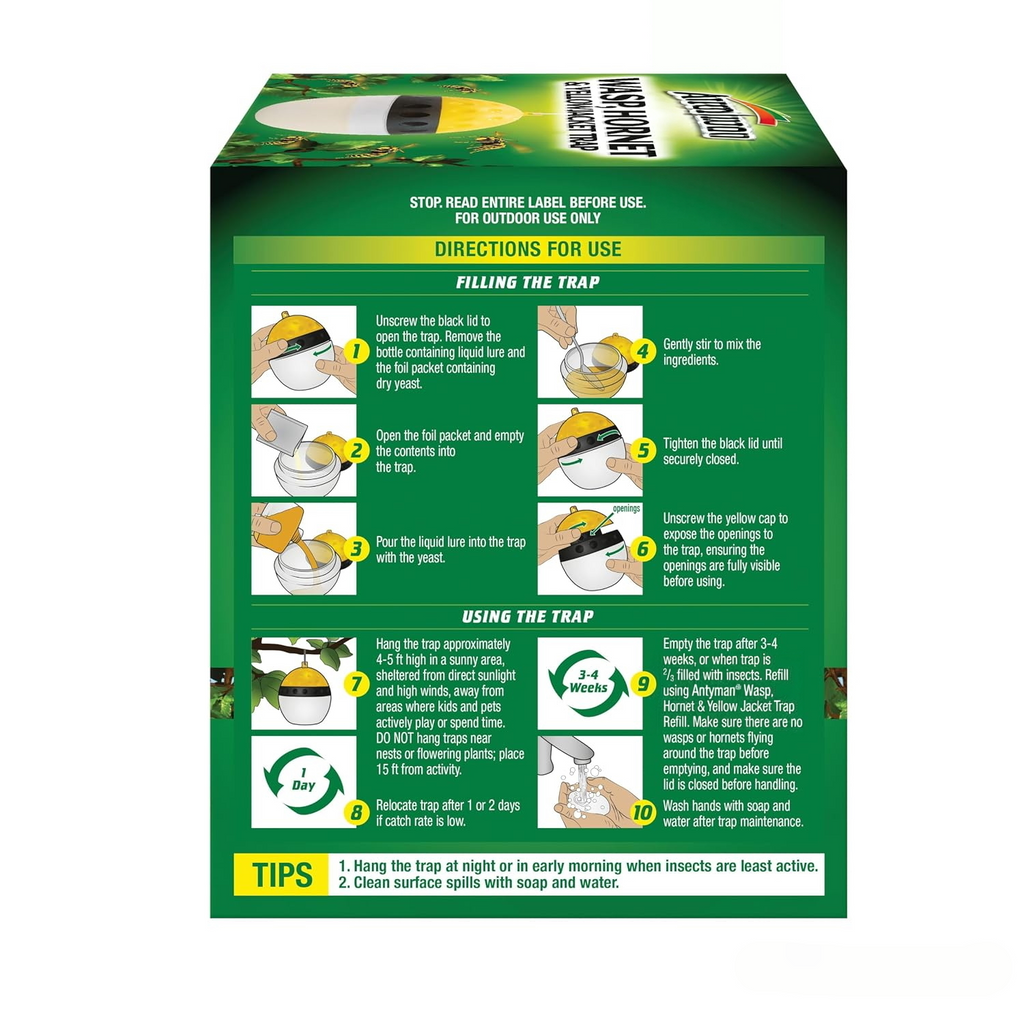 Antyman Wasp, Hornet & Yellowjacket Trap, 1 Count | Quick-Drown Formula, Food-Based Lure Lasts Up To 30 Days, Fast Acting With Quick & Easy Setup, Lure Refill Sold Seperately