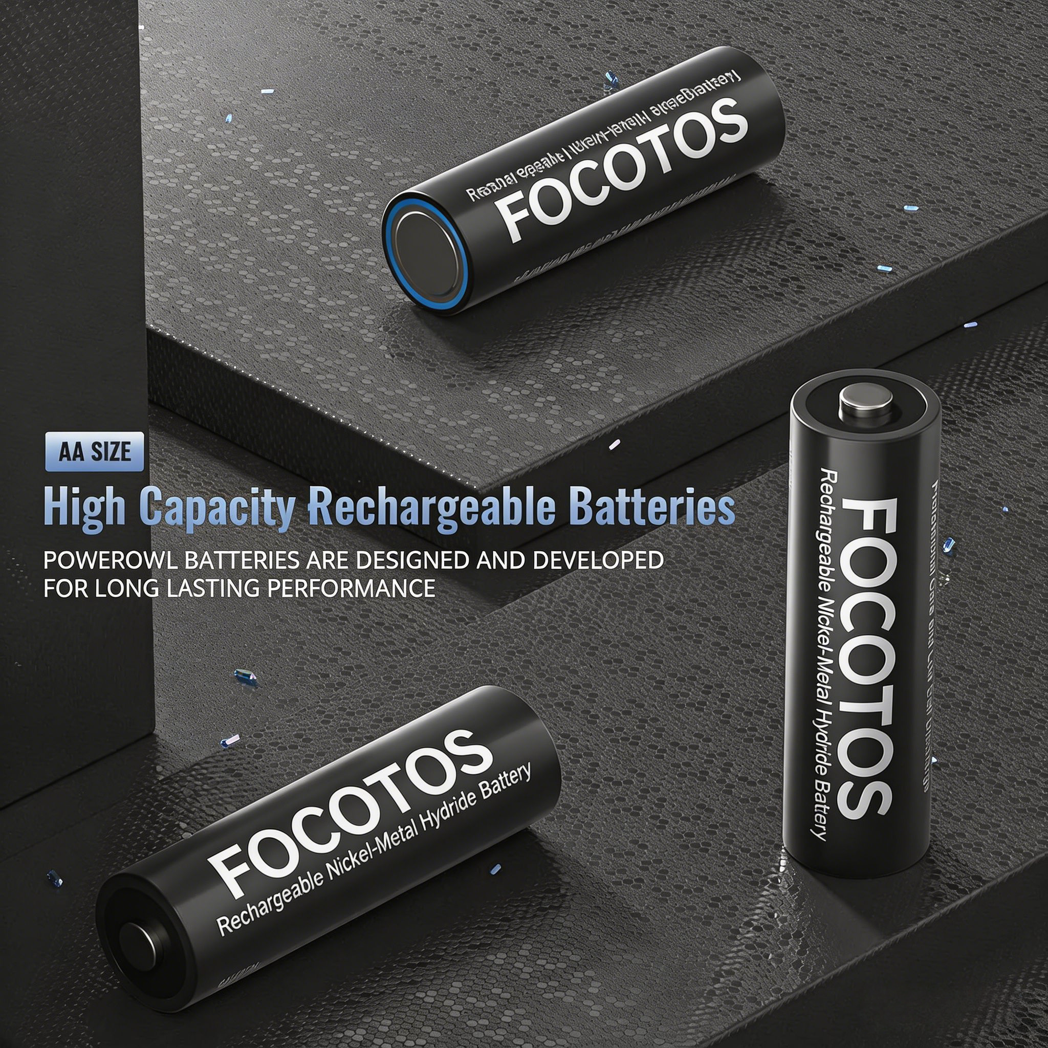 FOCOTOS AA Rechargeable Batteries 8 Pack, High Capacity 2800mAh 1200 Cycles 1.2V NiMH Rechargeable Battery AA