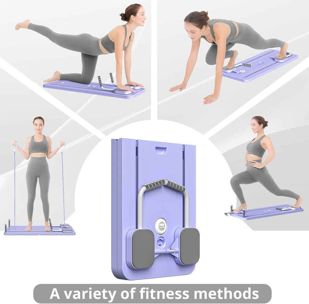 FOCOTOS Pilates Board - Pilates Reformer Set, Multi-Purpose Foldable Pilates Reformer Board for Home, 5 in 1 Pilates Sliding Board