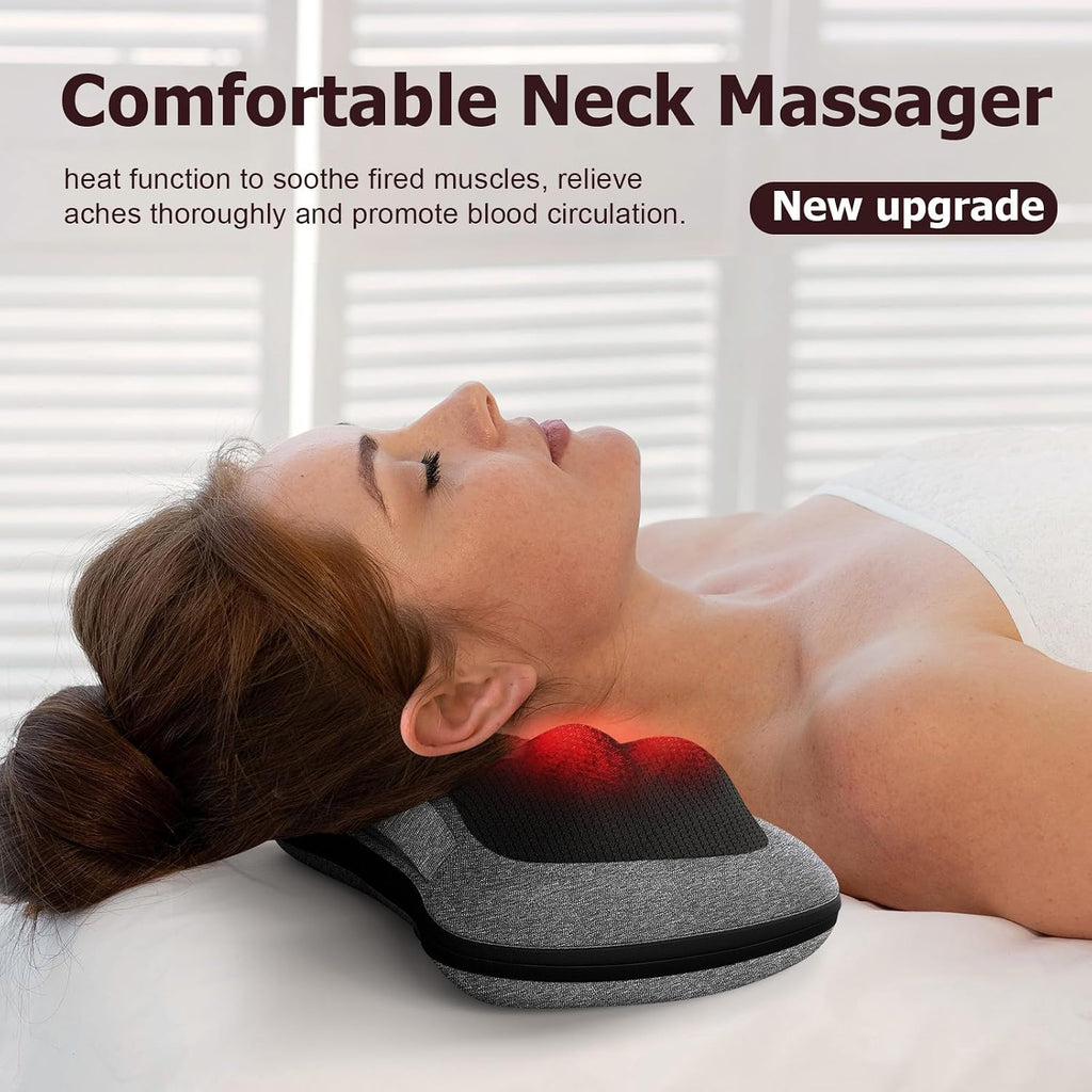 Antyman Shiatsu Back Massager with Heat, Deep Tissue for Pain Relief | Electric 3D Kneading Massage Pillow for Neck, Shoulder, Back, Christmas for Men Women Dad Wife Mom Gifts (NOT Cordless)