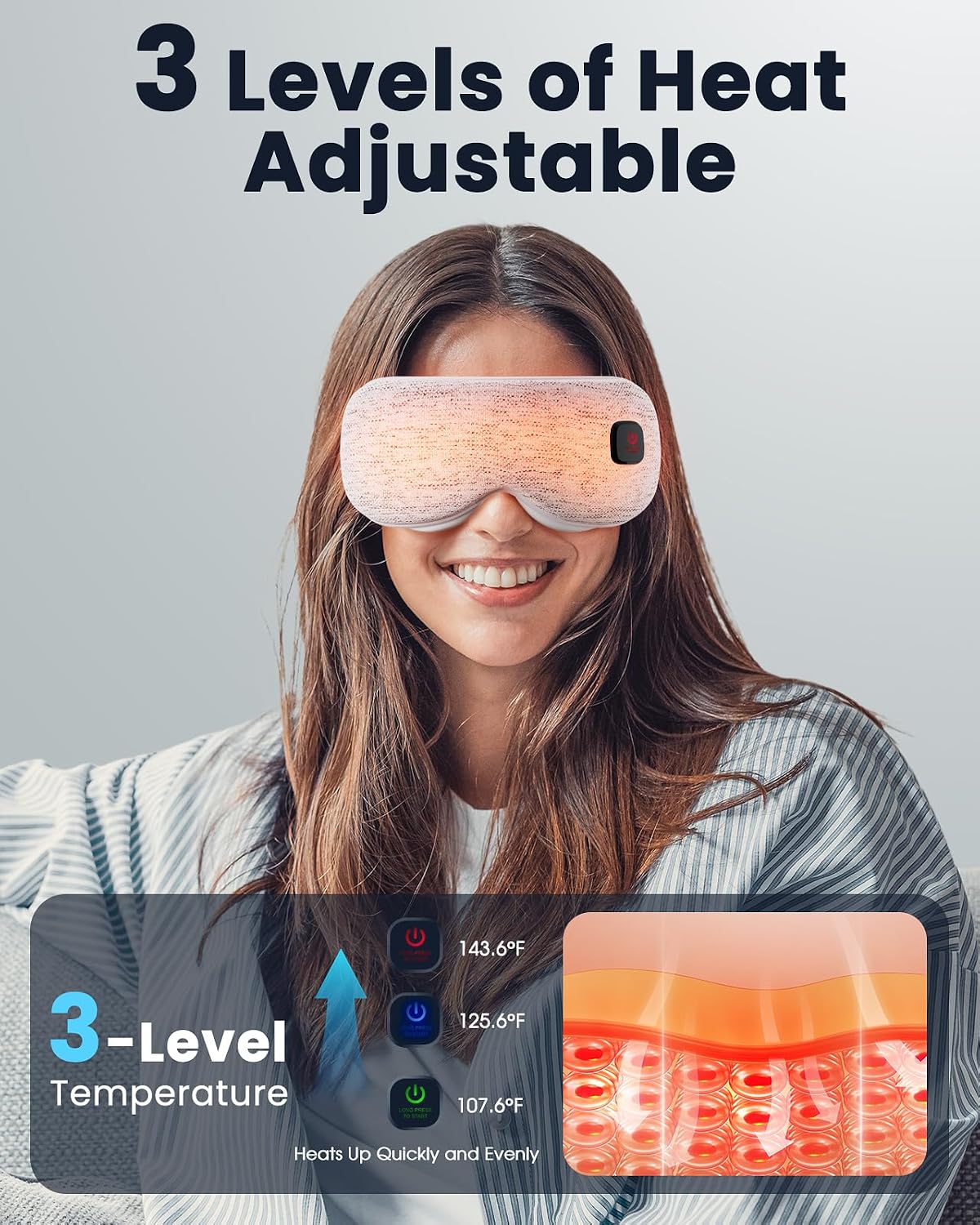 Antyman Heated Eye Mask - Cordless Eye Mask for Dry Eyes, FSA-HSA Eligible, Eye Relief, Improved Sleep, Washable Eye Heating pad for Travel and with Replaceable Shell
