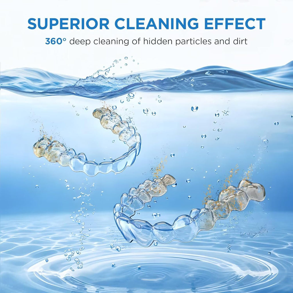 Antyman Dental Ultrasonic Retainer Cleaner Machine: 45kHz Dental Cleaning Pod with Digital Timer & 200ML, Cleaning for Dentures, Mouth Guards, Aligners, Night Guards, Braces, Toothbrush Heads & Jewelry, White