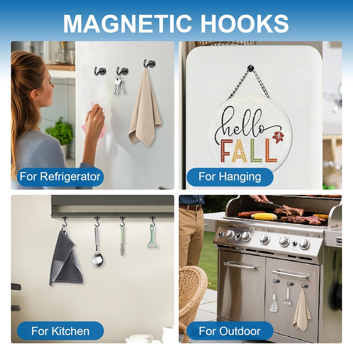 FOCOTOS Magnetic Hooks, 12 Pack 30lbs+ Magnet Hook 2026 Cruise Cabin Ship Essentials Heavy Duty Strong Magnets Refrigerator Fridge Hanging for Classroom Beach Vacation Kitchen Grills (Black)