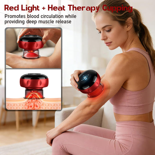 FOCOTOS 2 Pack Cupping Set, 7-in-1 Smart Cupping Therapy Massager. Red Light Cupping Therapy Set with 2 Modes for Targeted Muscle Soreness,Tighter Skin,Cupping Kit with 20 Levels Suction and Heat and Gua Sha