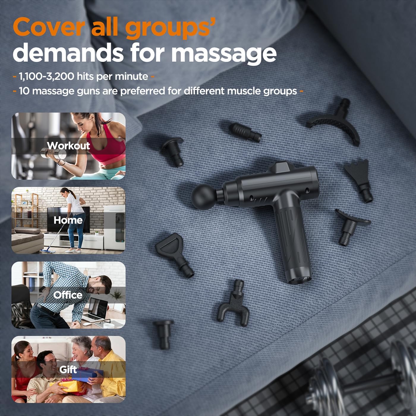Antyman Massage Gun Deep Tissue, Portable Muscle Massage Device with 10 Massage Heads, 2026 Upgraded 30 Speeds Massager with LCD Touch Screen for Body Back Shoulder Muscle Relaxation