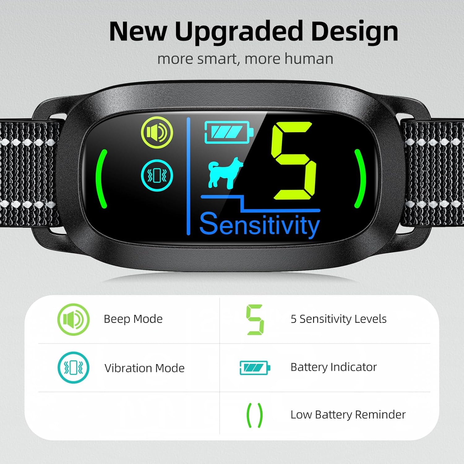Antyman Dog Bark Collar, Rechargeable Smart Collar, Anti Barking Training Collar with 5 Adjustable Sensitivity Beep Vibration, Bark Collar for Large Medium Small Dogs (Black)