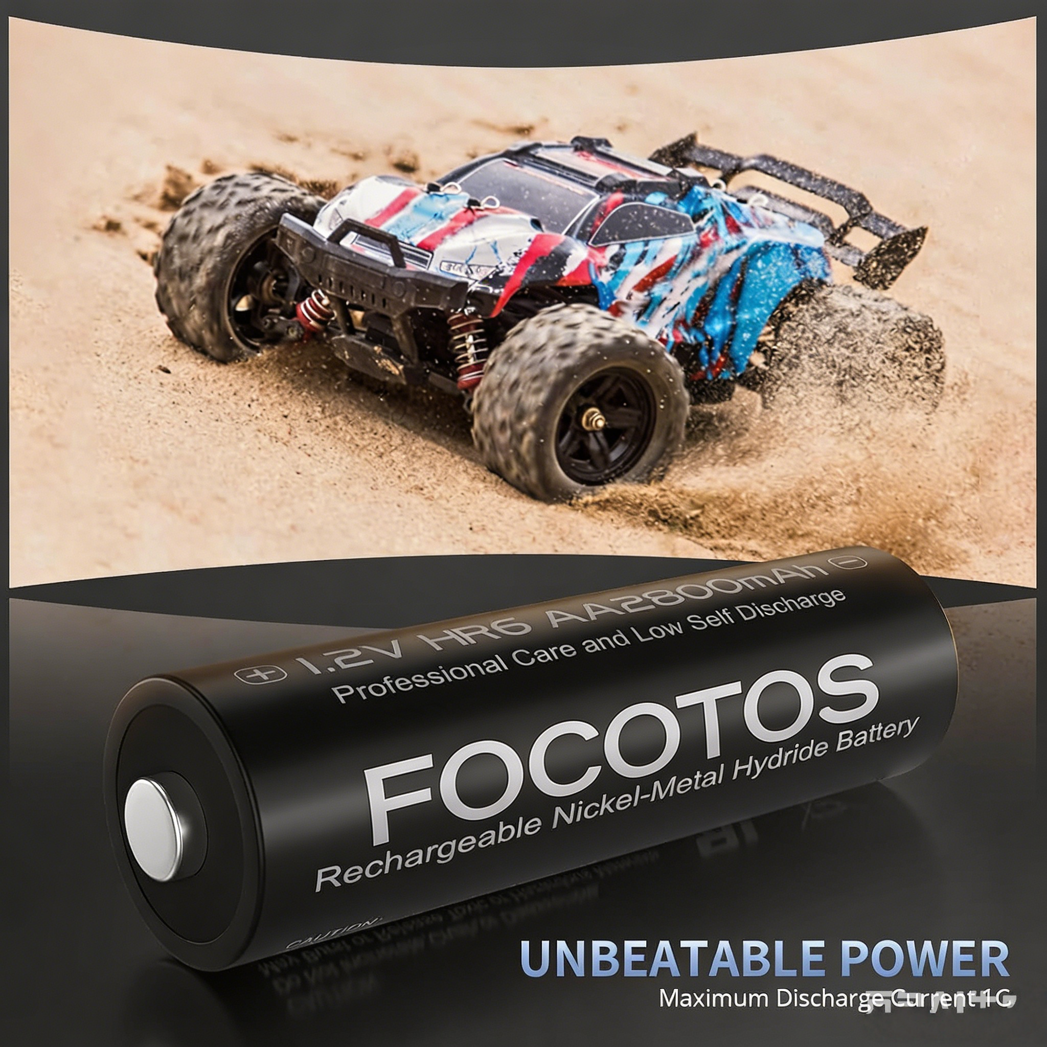 FOCOTOS AA Rechargeable Batteries 8 Pack, High Capacity 2800mAh 1200 Cycles 1.2V NiMH Rechargeable Battery AA