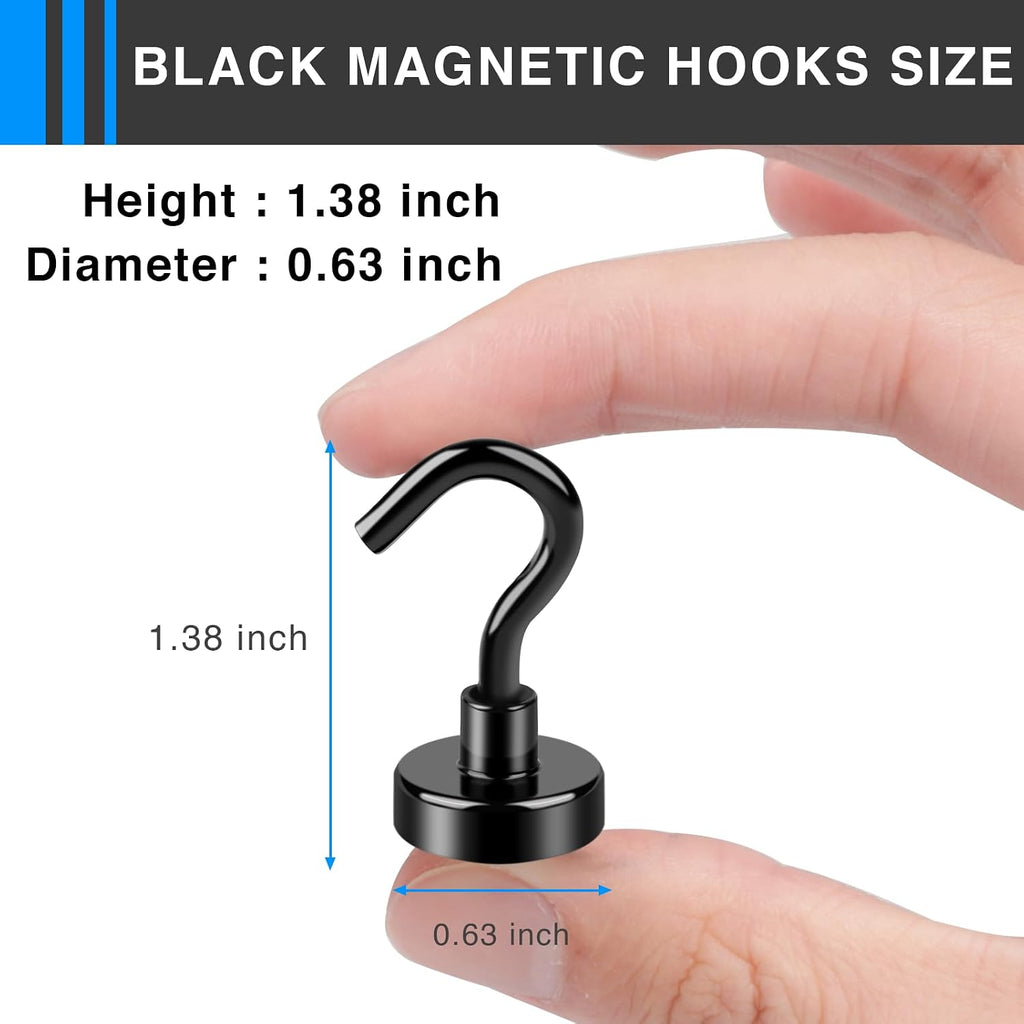 FOCOTOS Magnetic Hooks, 12 Pack 30lbs+ Magnet Hook 2026 Cruise Cabin Ship Essentials Heavy Duty Strong Magnets Refrigerator Fridge Hanging for Classroom Beach Vacation Kitchen Grills (Black)