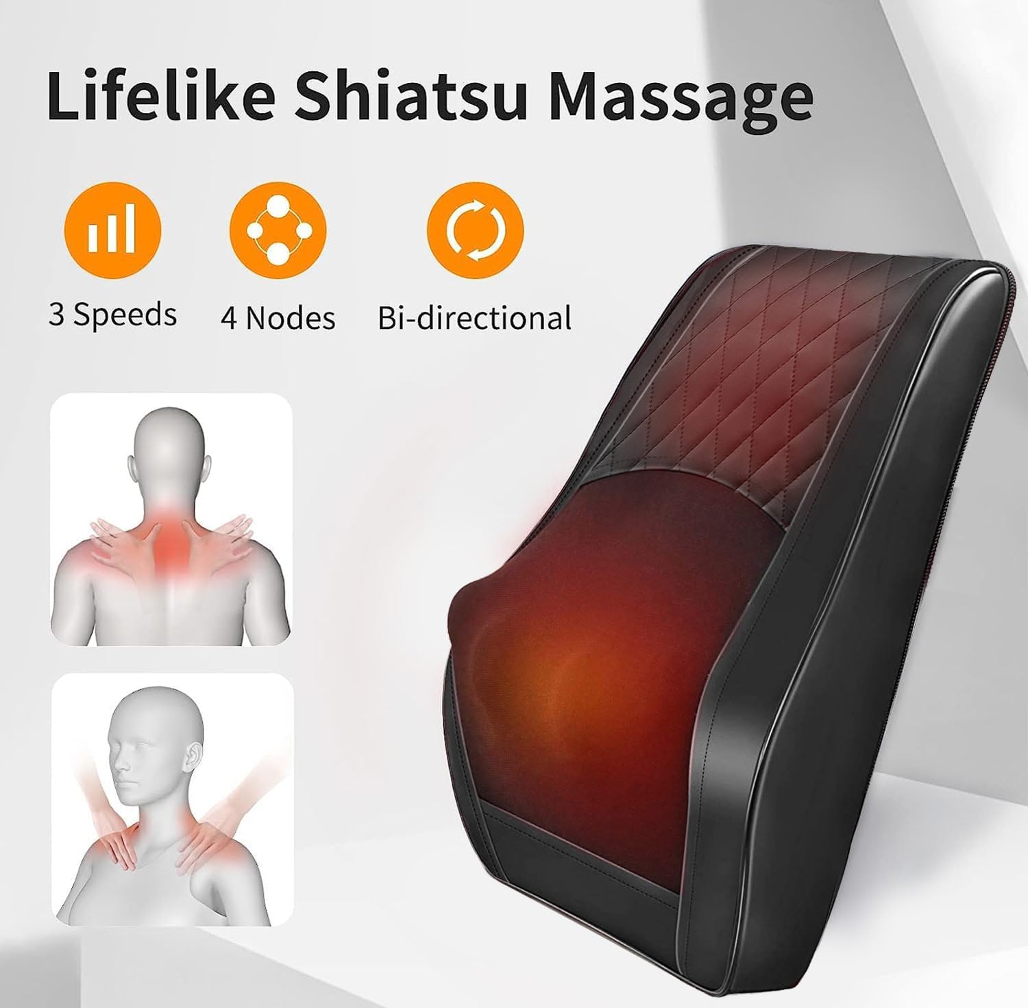 Antyman Back Massager with Heat, 3D Kneading Massage Pillow for Back, Neck, Shoulder, Leg Pain Relief Deep Tissue, Gifts for Women Men Mom Dad