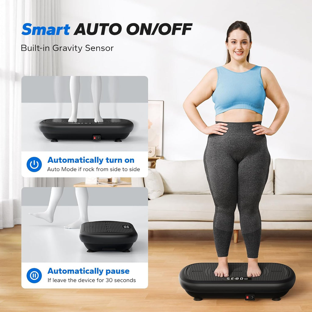 FOCOTOS Vibration Plate Exercise Machine, Vibration Plate 440 Lbs Capacity, Bluetooth and Silicone Pedal, Stimulate Deep Fat, Vibration Plate for Lymphatic Drainage, Vibrating for Weight Loss