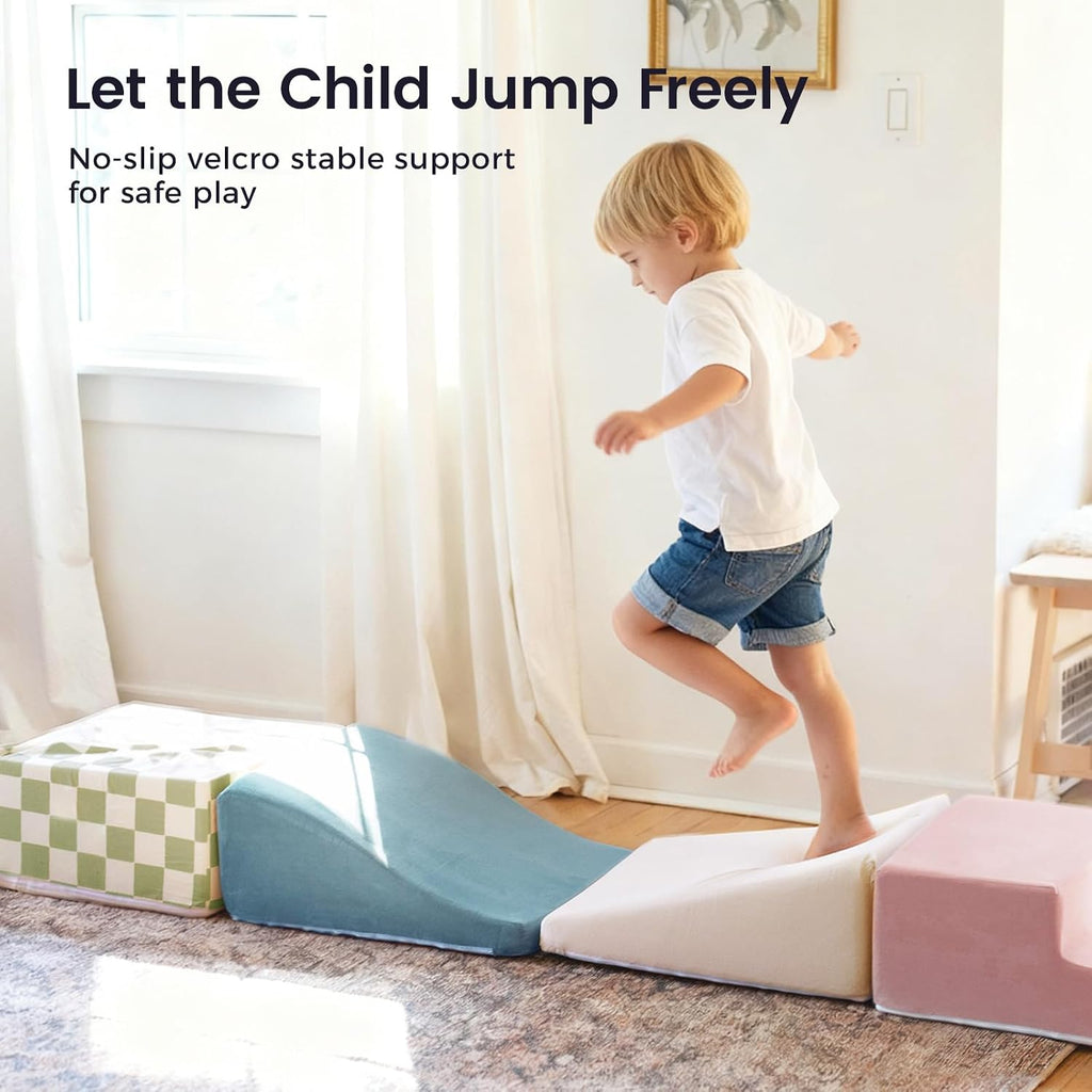 Antyman Soft Foam Climbing Blocks for Toddlers, 6-Piece Foam Blocks | Indoor Playground Baby Climbing Toys, Ideal Gift for Kids Activity Crawling and Sliding Foam Play Set (Morandi)