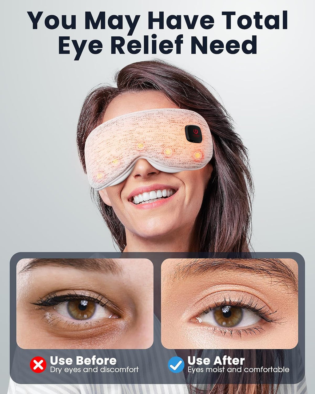 Antyman Heated Eye Mask - Cordless Eye Mask for Dry Eyes, FSA-HSA Eligible, Eye Relief, Improved Sleep, Washable Eye Heating pad for Travel and with Replaceable Shell