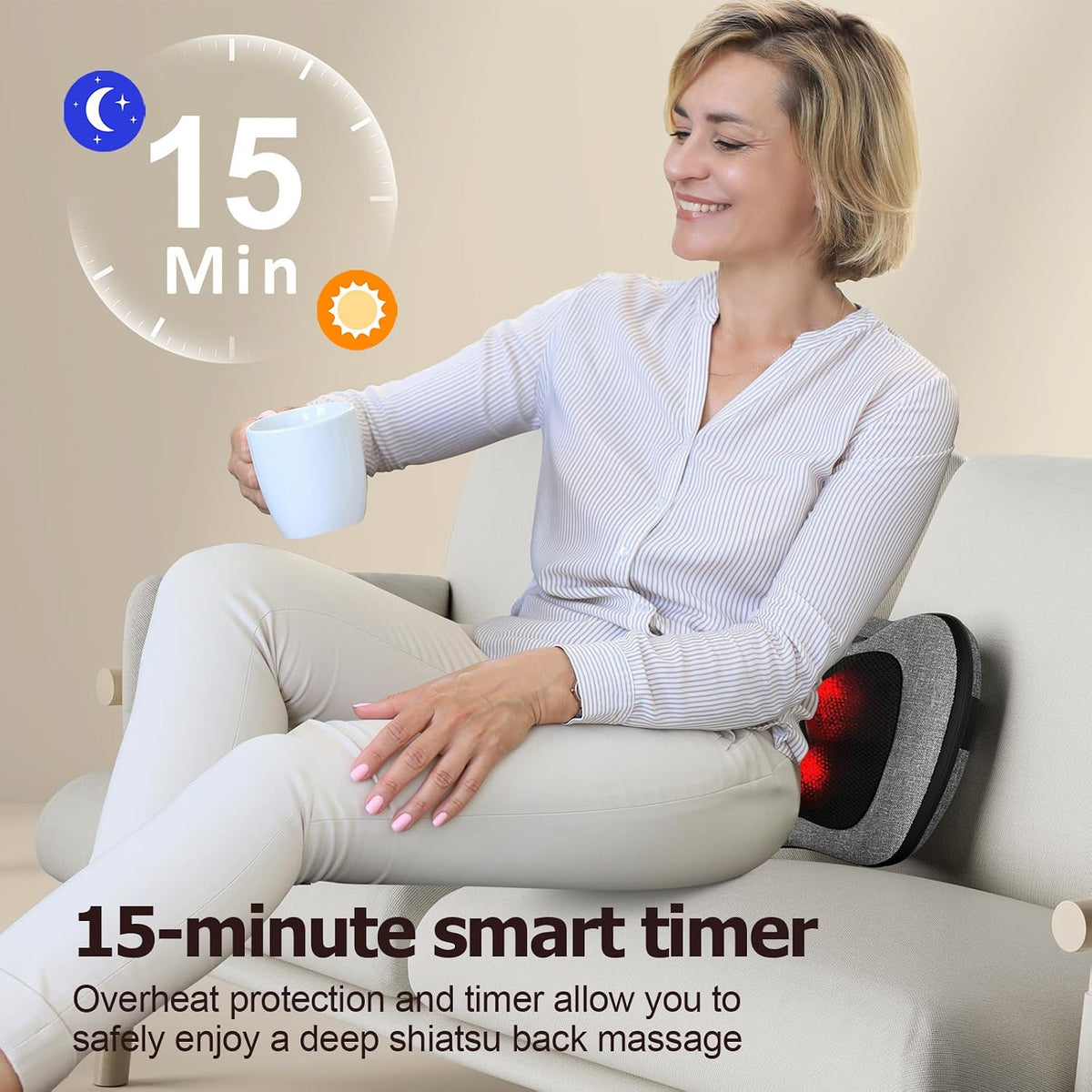 Antyman Shiatsu Back Massager with Heat, Deep Tissue for Pain Relief | Electric 3D Kneading Massage Pillow for Neck, Shoulder, Back, Christmas for Men Women Dad Wife Mom Gifts (NOT Cordless)