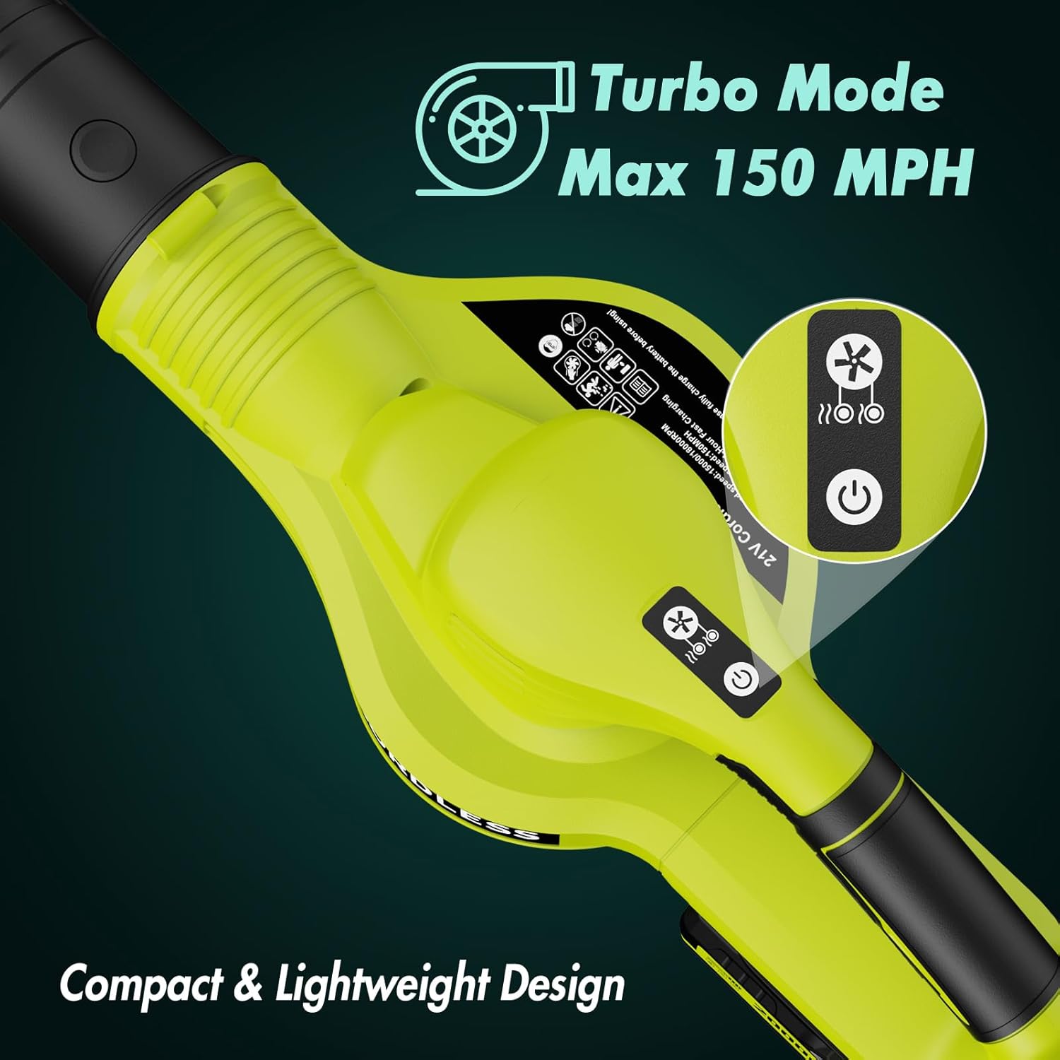 FOCOTOS Leaf Blower Cordless - 21V Powerful Electric Leaf Blower with 2 Batteries and Charger, 2 Speed Modes, 2.0Ah Lightweight Battery Powered Leaf Blowers for Lawn Care, Patio, Dust, Blowing Leaves