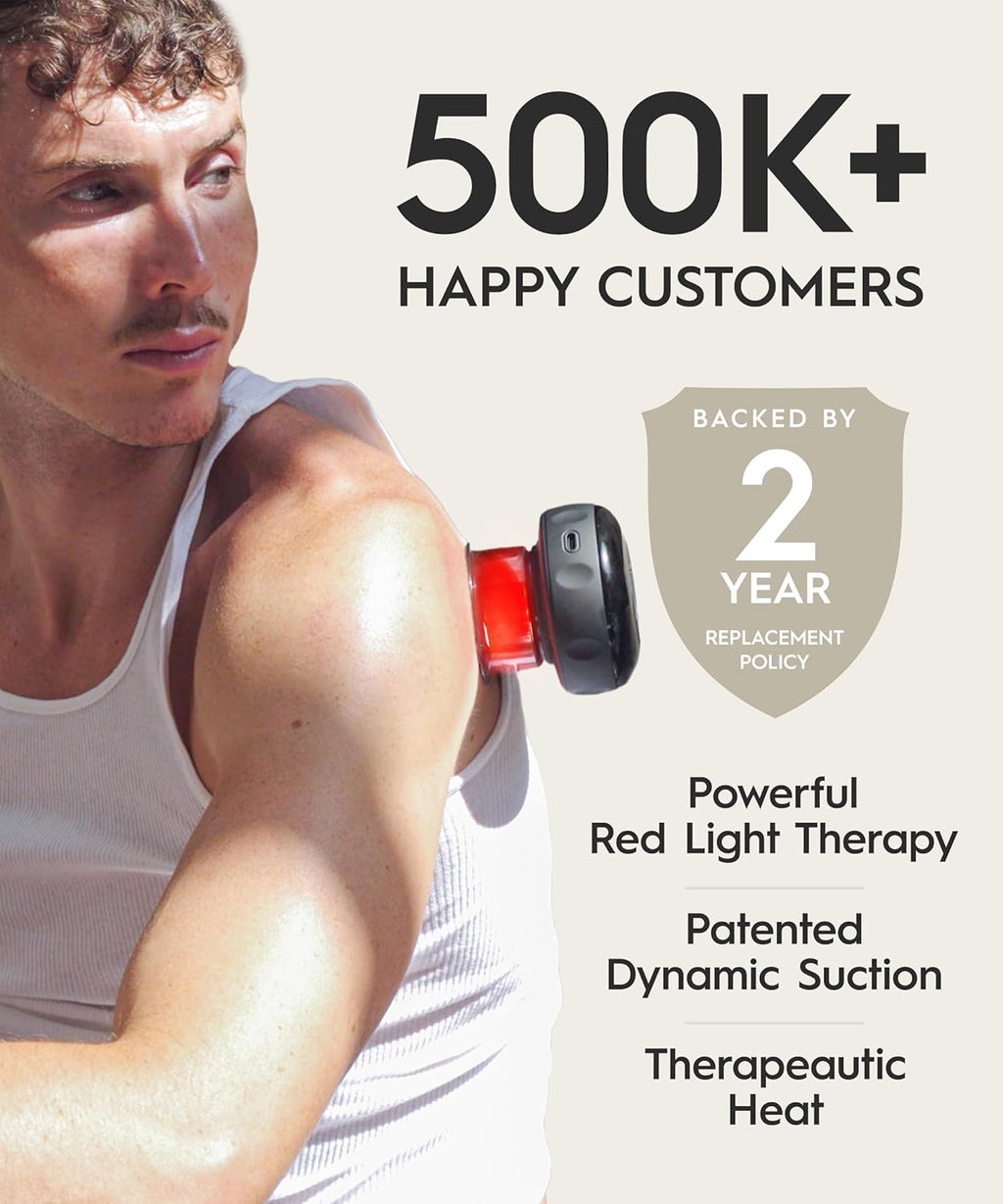 FOCOTOS The Original 4-in-1 Smart Cupping Therapy Massager, Red Light Therapy for Targeted Pain Relief, Knots, Aches, Muscle Soreness, Circulation & Tighter Skin, Portable Cupping Kit (Four Pack)