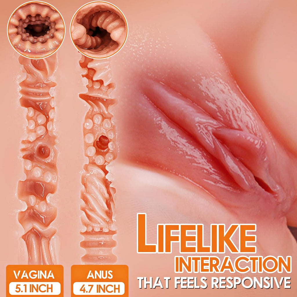 Antyman Sex Doll Torso Male Sex Toy with Bouncing Jiggly Boobs & Ass | Sex Dolls for Men Realistic Puffy Tight Juicy Pocket Pussy Vagina & Anal Mens Sex Toy, Masturbator Built-in Skeleton