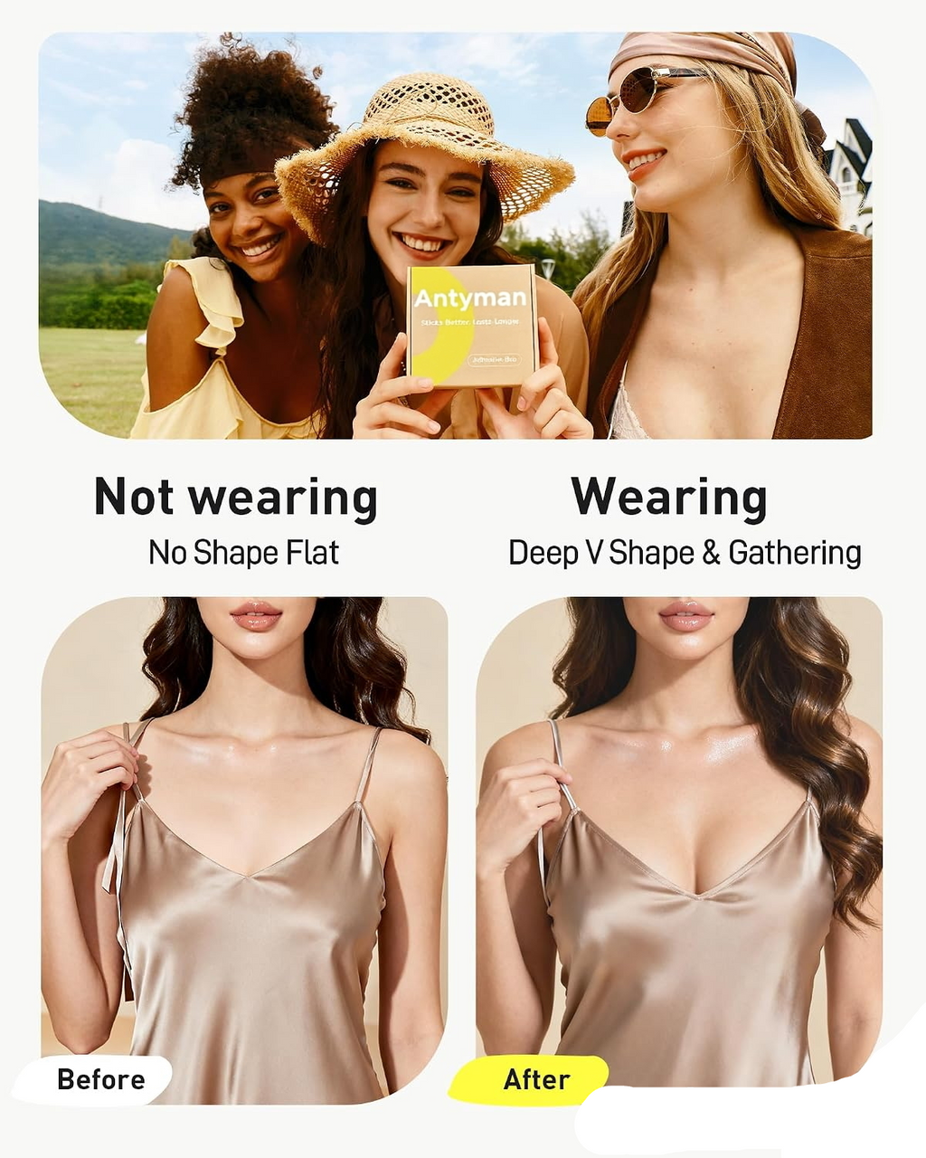 Antyman Sticky Bra Adhesive Strapless Ultra Invisible Push up Silicone Bra Multiple Colors Sizes Women's Exotic Bras