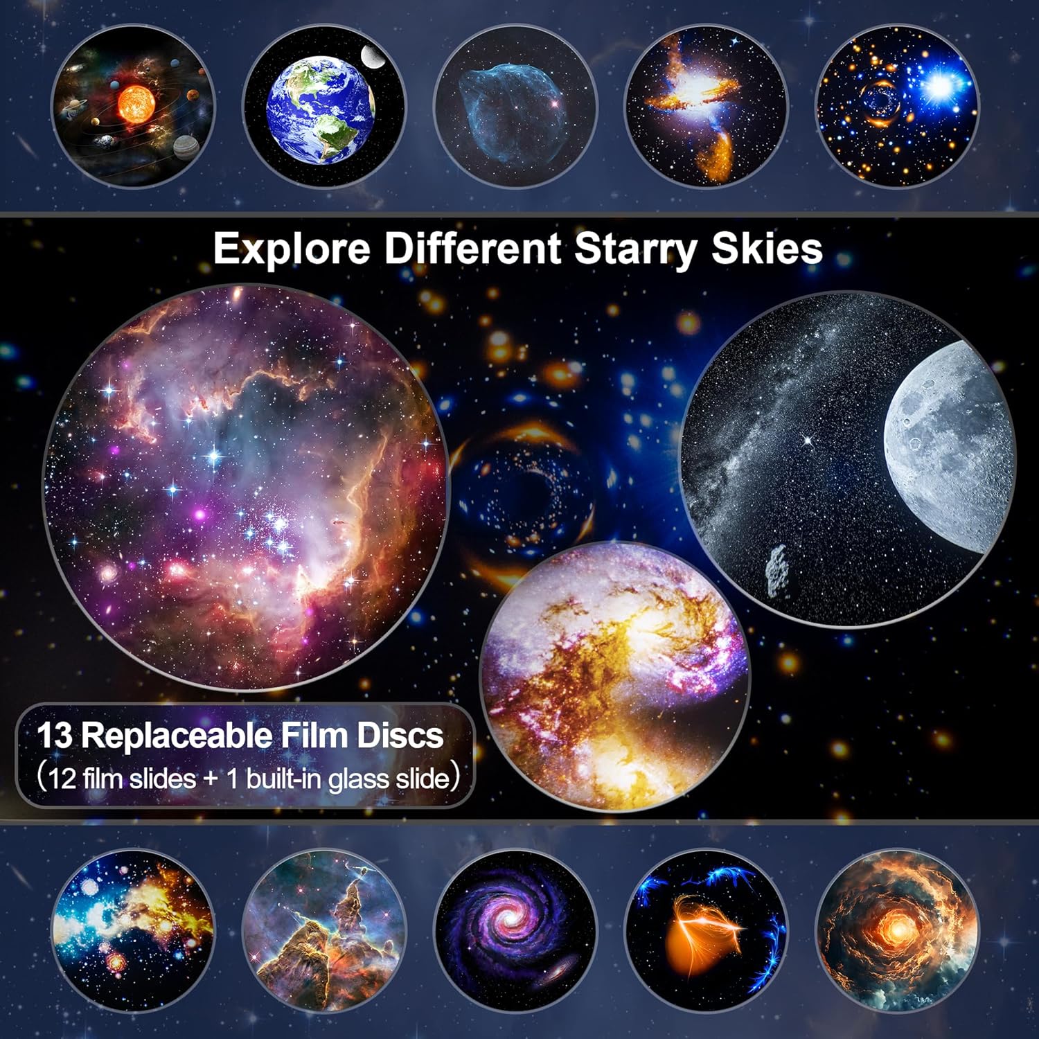 FOCOTOS Planetarium Projector Pro for Bedroom, 13 in 1 Star Projector Galaxy Light, Ceiling Night Light Milky Way Mood Lighting with Timer, LED Space Galaxy Lamp Bedroom Room Decor for Adults Kids - White