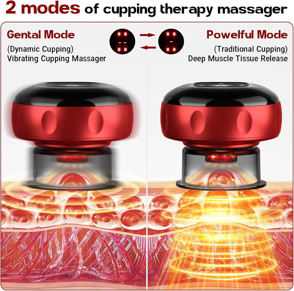 FOCOTOS 2 Pack Cupping Set, 7-in-1 Smart Cupping Therapy Massager. Red Light Cupping Therapy Set with 2 Modes for Targeted Muscle Soreness,Tighter Skin,Cupping Kit with 20 Levels Suction and Heat and Gua Sha