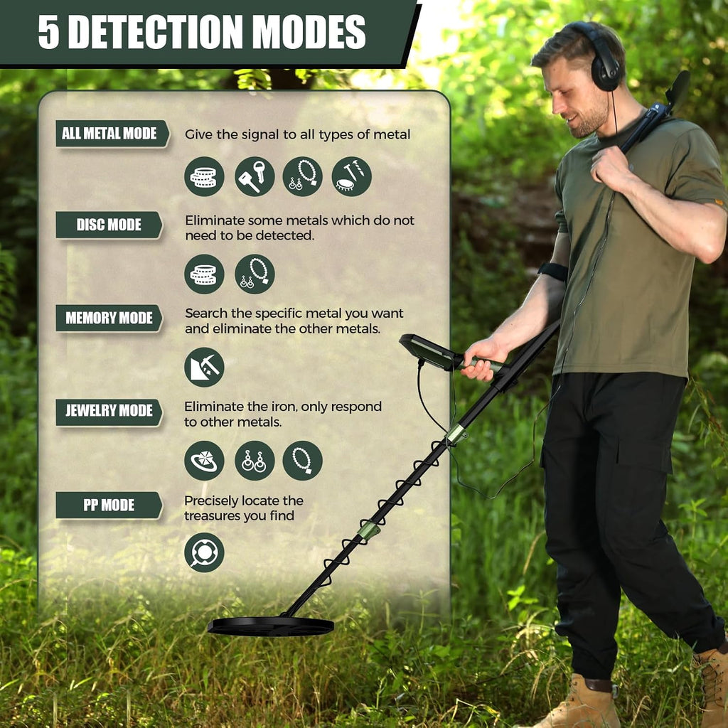 Antyman Professional Metal Detector for Adults,12" IP68 Waterproof Search Coil with LCD Backlight,5 Modes Gold Detector,Advanced DSP Chip&High Accuracy System for Beach/Gold Hunting