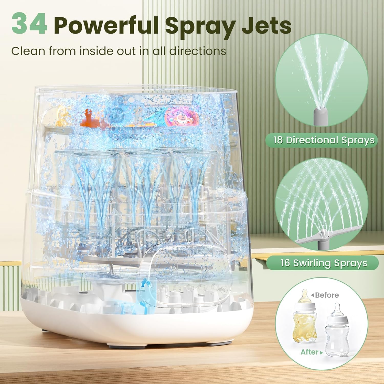 FOCOTOS Upgraded Bottle Washer Pro, All-in-One Baby Bottle Washer and Sterilizer & Dryer, Cleaning Machine for Bottles, Pump Parts & Baby Essentials, Replaces Hand Washing, Mothers Day Gifts for Women
