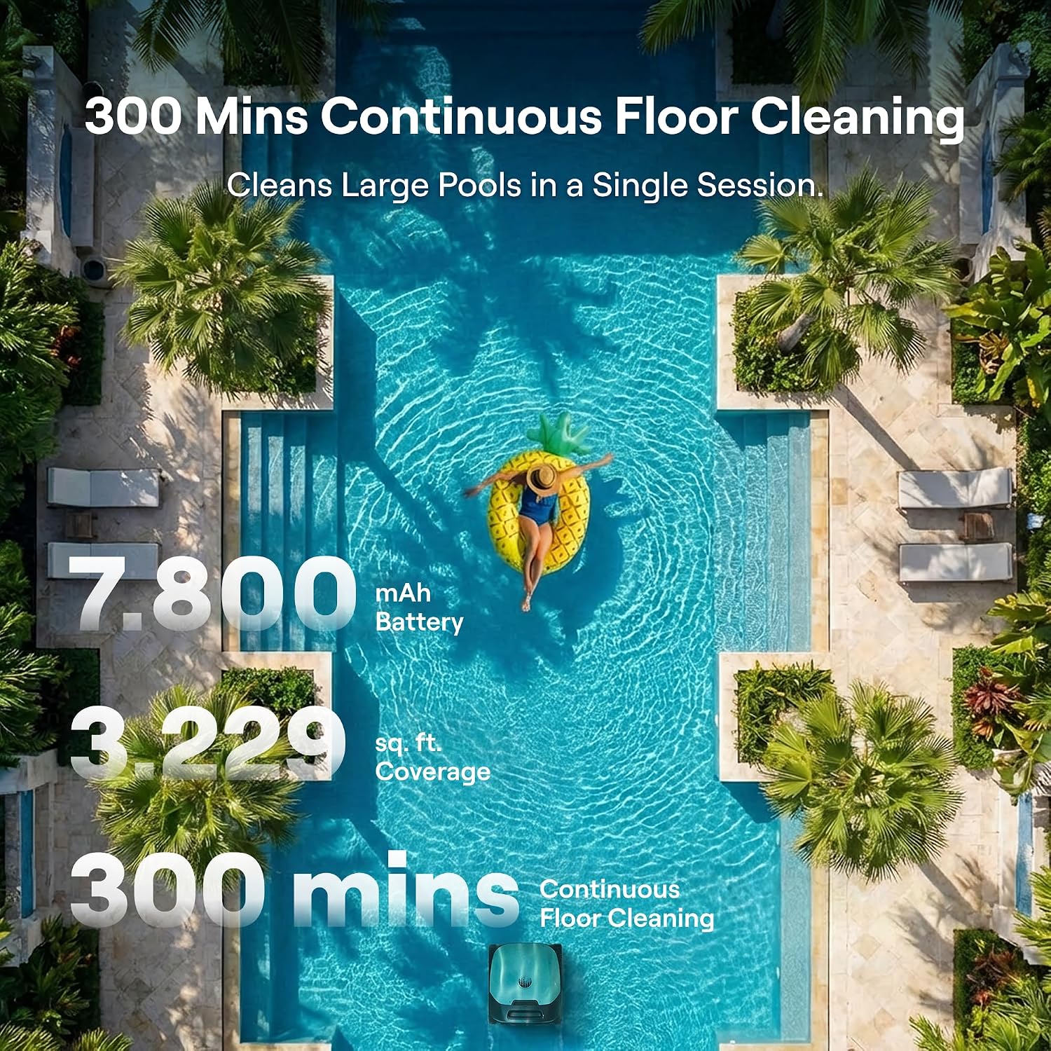 (2026 Upgrade) FOCOTOS Sora 10 Cordless Pool Vacuum Robot for Inground & Above Ground Pools, 6800 GPH Suction, Floor/Wall/Waterline/Shallow Area Cleaning, Waterline Parking, Cyan Green