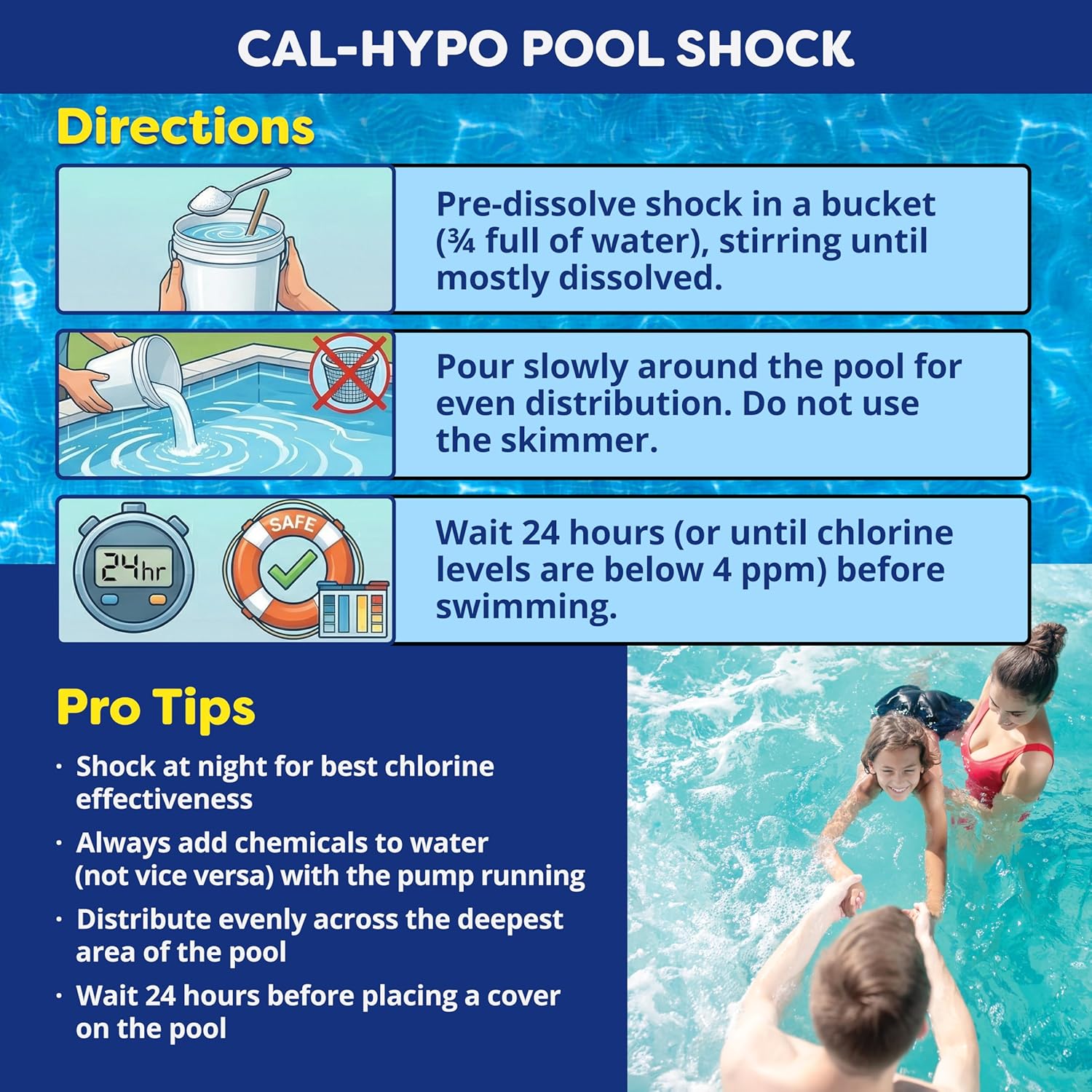 FOCOTOS Pool Shock – 68% Cal-Hypo Granular Sanitizer for Crystal Clear Water – Defends Against Bacteria, Algae, and Microorganisms - 6 X 1 Pound