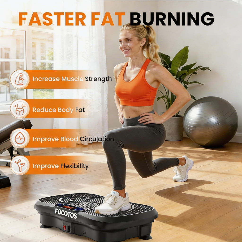 FOCOTOS Vibration Plate Fitness Platform Exercise Machine Vibrating Shaking Full Body Shaker Workout Vibrate Stand Shake Board Sport for Weight Loss Fat Burner for Gym Home Office