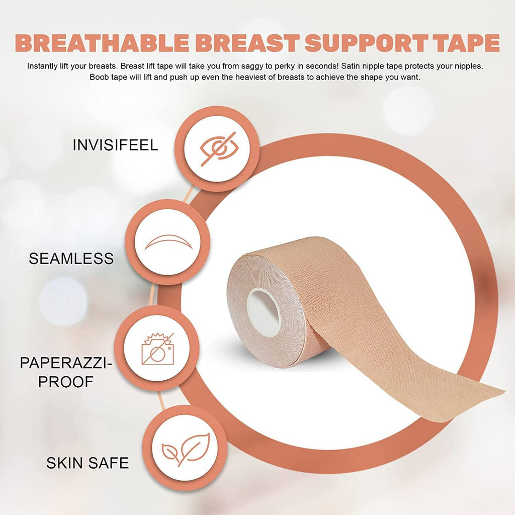 Antyman Boob Tape - Strapless, Large Breasts, 2 Pcs Nipple Covers, Longer Tape Rolls