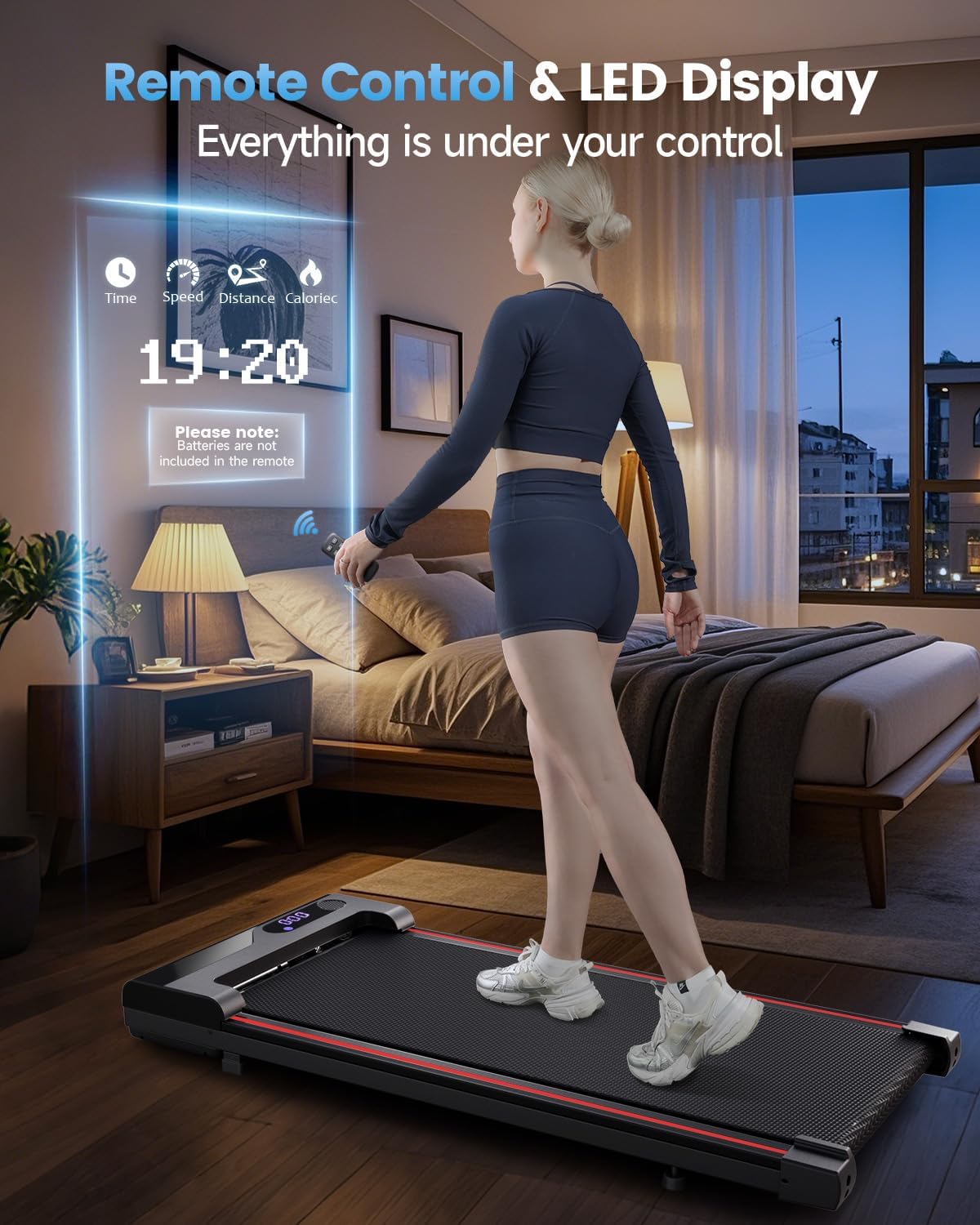 Antyman Walking Pad Treadmill for Home - Under Desk Treadmills Portable Mini Compact Walk Pads for Small Spaces Office Indoor Apartment Floor Flat Running Machine with Remote Quiet Lightweight