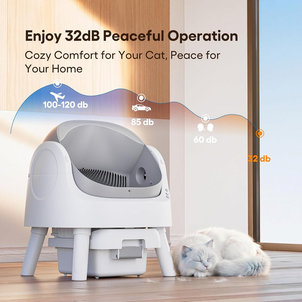 FOCOTOS Self Cleaning Cat Litter Box, Automatic Litter Box for Multiple Cats, Integrated Safety Protection with Open-Top Design